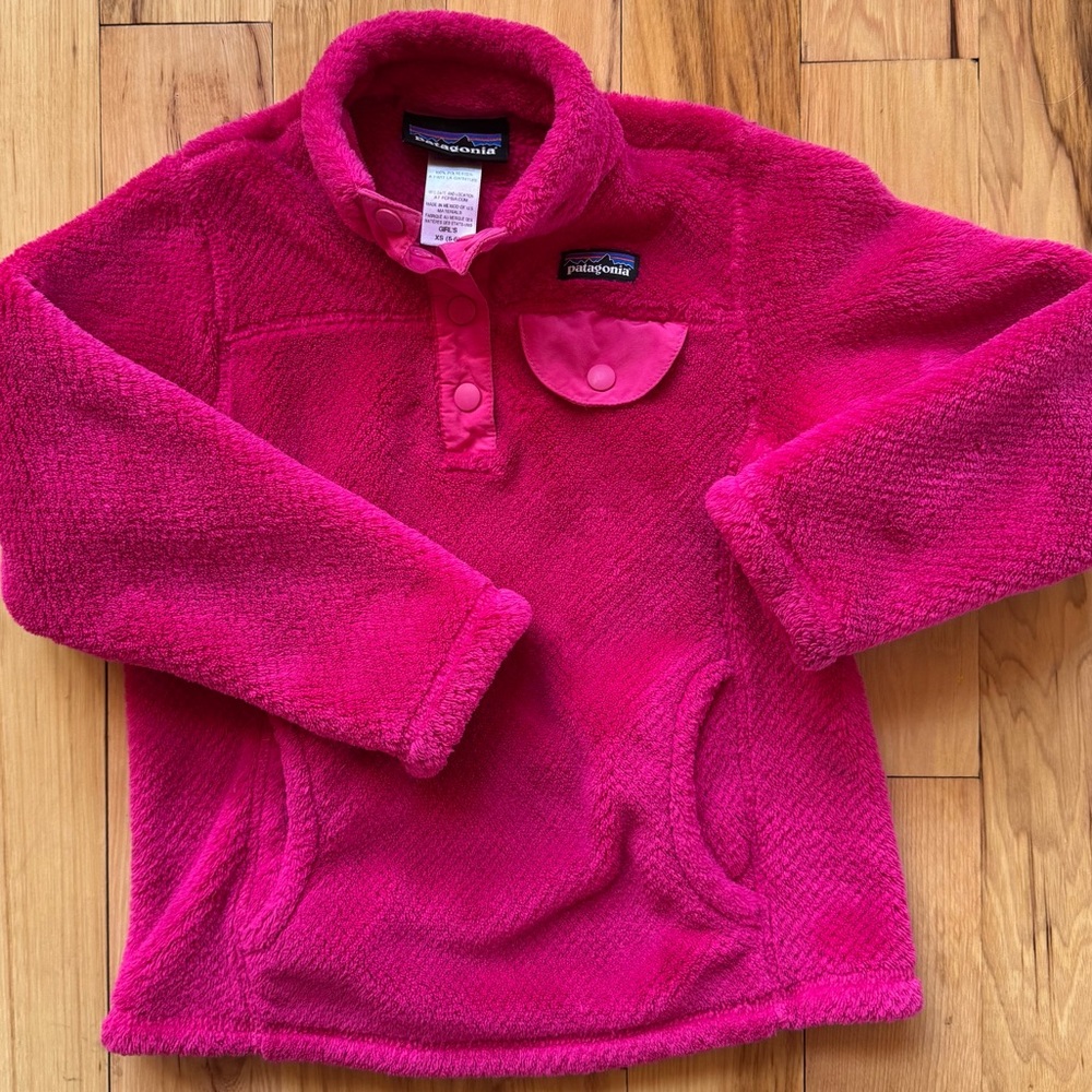 Patagonia pink XS 5-6 retool snap pullover fleece